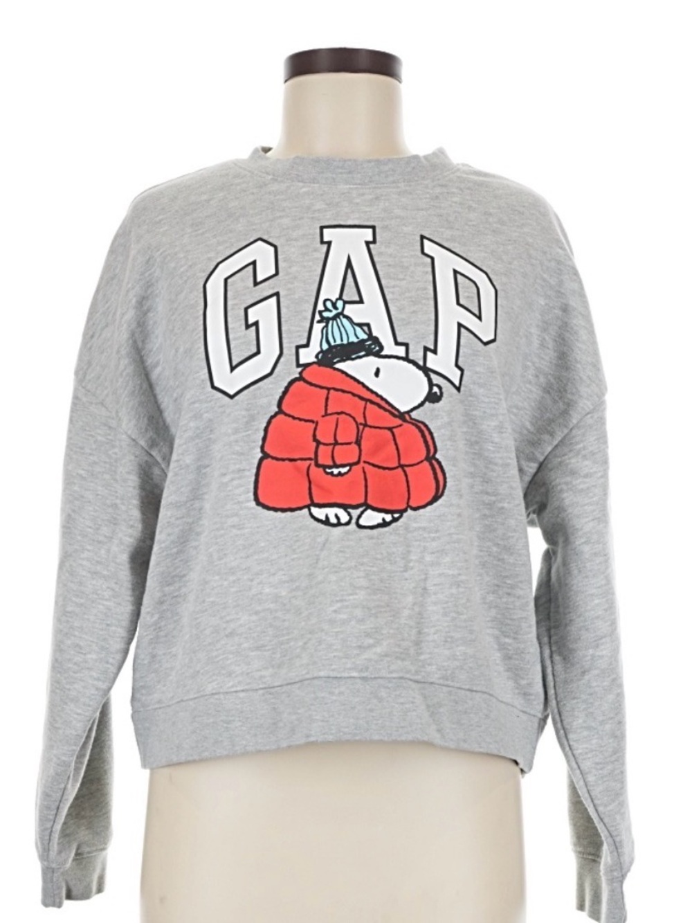 GAP Gray Crewneck Sweatshirt with Red Snoopy Puffer Graphic